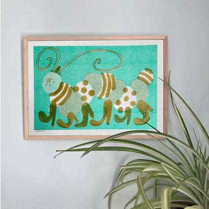 Caterpillar A3 Risograph Print