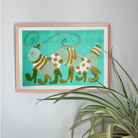 Caterpillar A3 Risograph Print