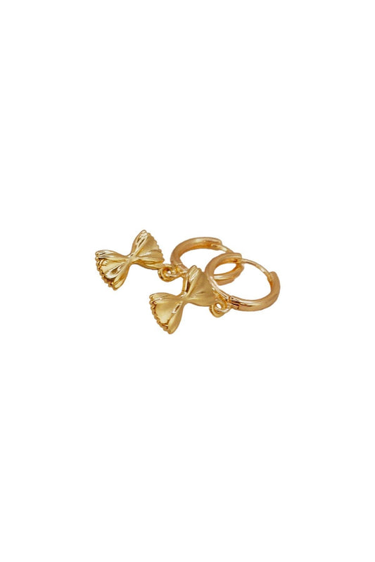 Farfalle Pasta Bow Charm Mini Hoops
