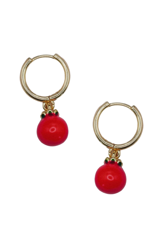 Apple Charm Huggie Hoops