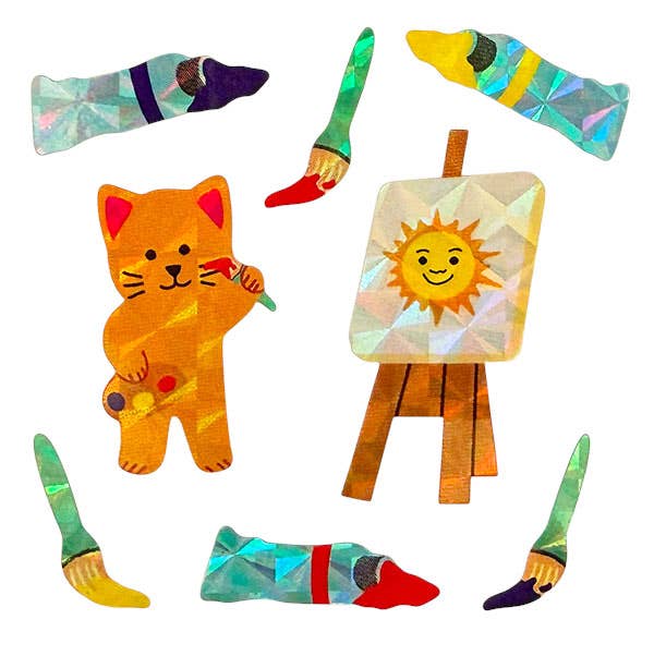 Cat Artist Sticker Sheet