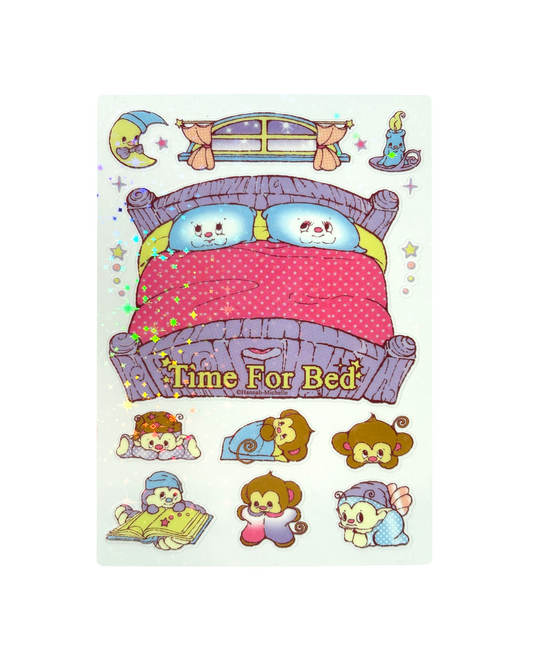 Time For Bed Transparent Star Effect Sticker Sheet