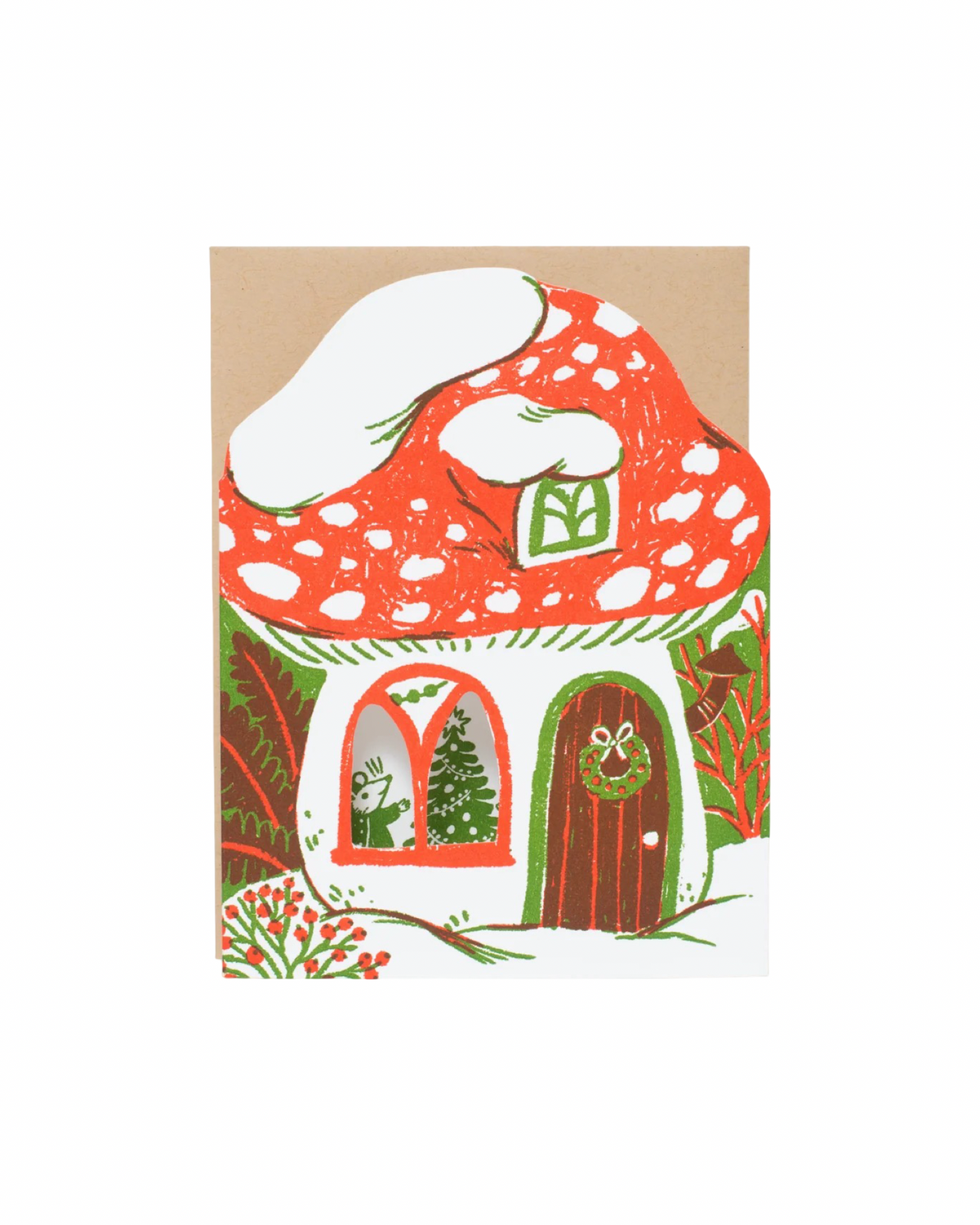 Merry Mushroom House Christmas Card