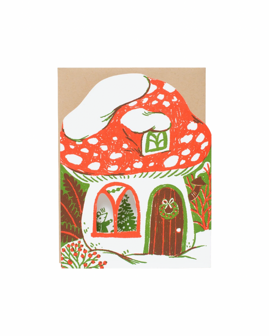 Merry Mushroom House Christmas Card