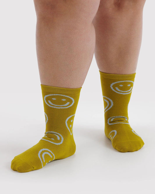 Ochre Happy Crew Socks