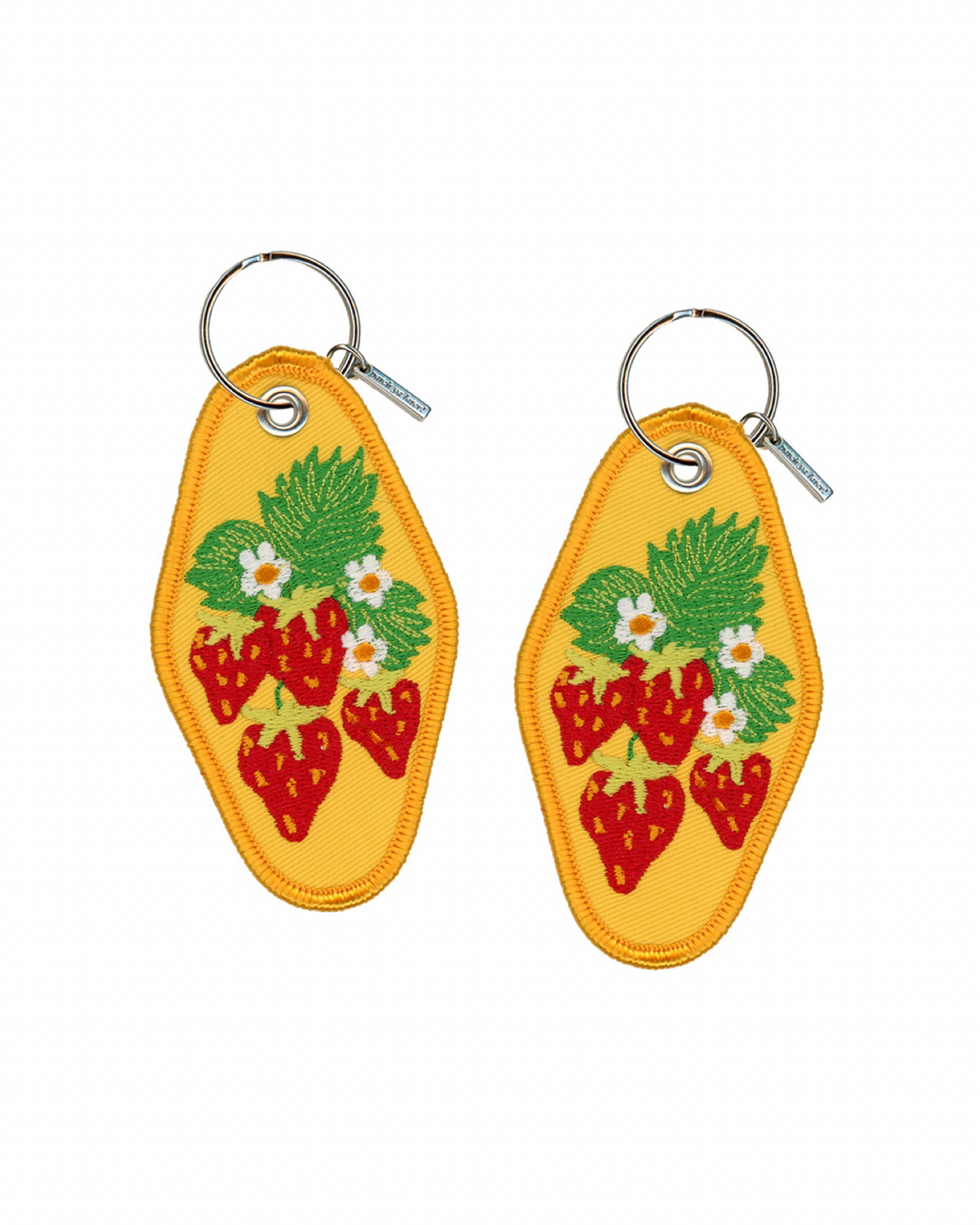 Strawberry Embroidered Keychain