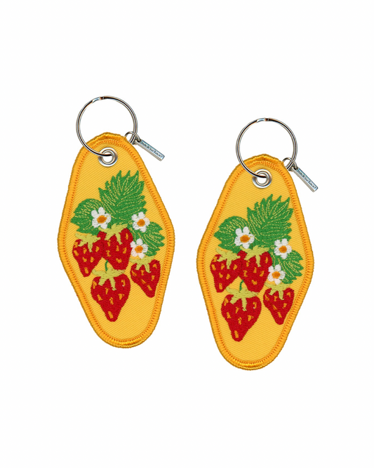 Strawberry Embroidered Keychain