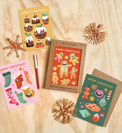 Christmas Funny Faces - Box of 8 Assorted Cards