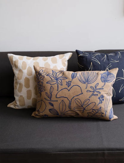 Botanic Leaves Embroidered Cushion