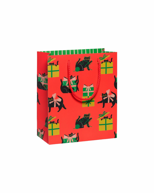 Holiday Black Cat Gift Bag : Medium