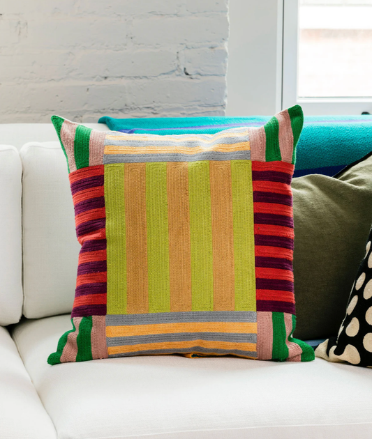 Stripe Embroidered Pillow