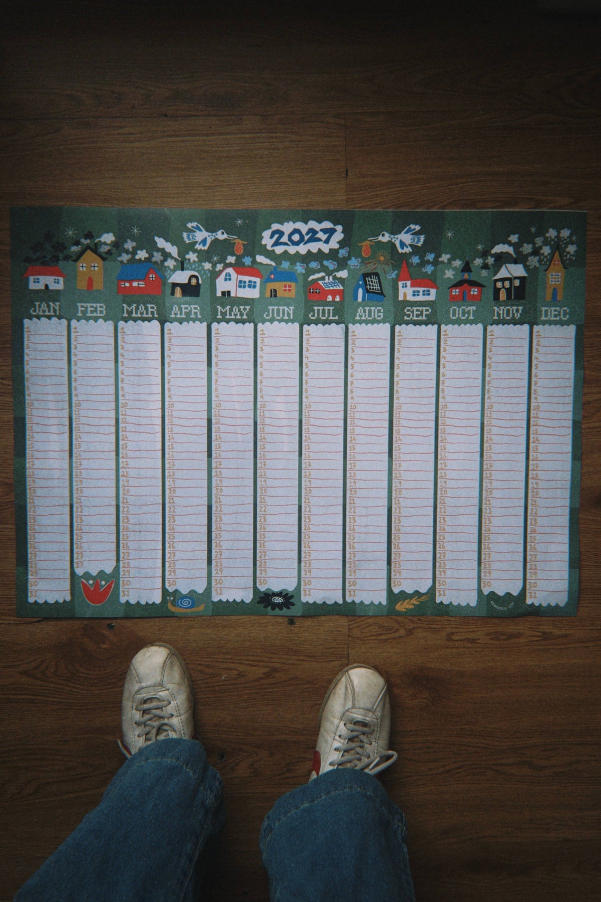 2027 Illustrated Folk Art Wall Planner