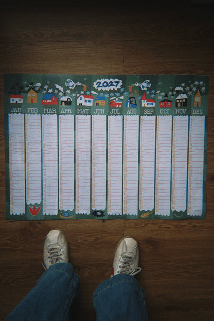2027 Illustrated Folk Art Wall Planner
