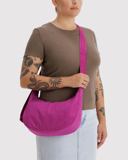 Deep Fuchsia Medium Nylon Crescent Baggu