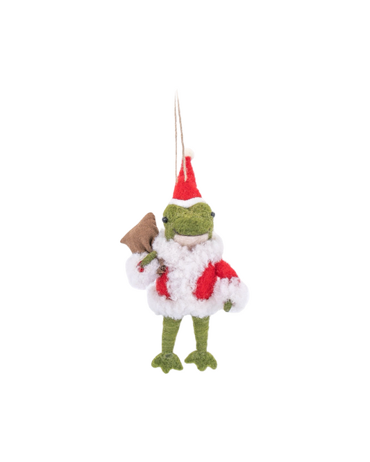 Santa Frog Felt Decoration