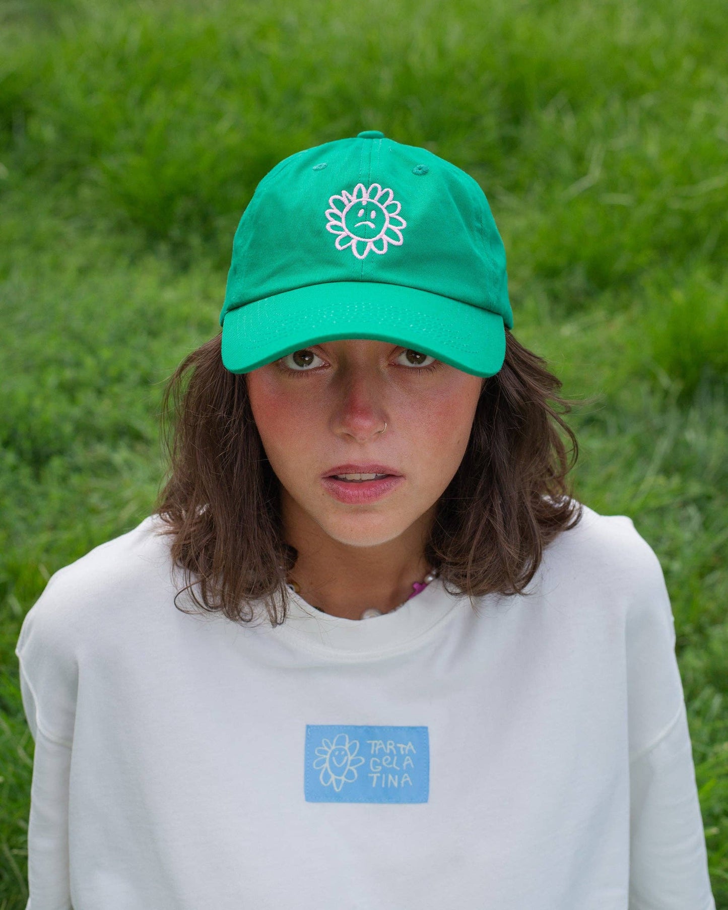 Silly Flower Cap: Grass Green