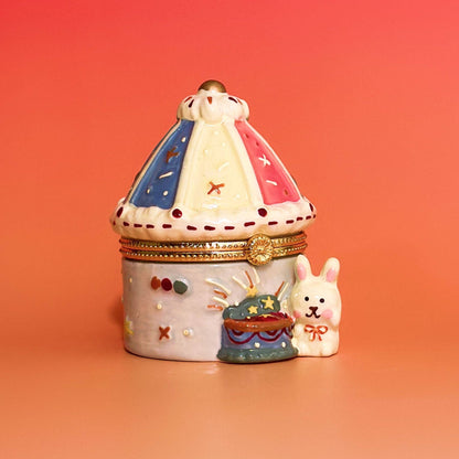 Carousel Bunny Hand Painted Trinket Box