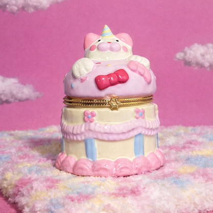 Birthday Cake Bear Hand Painted Trinket Box