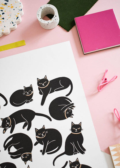 Cats, Cats, Cats A3 Riso Print