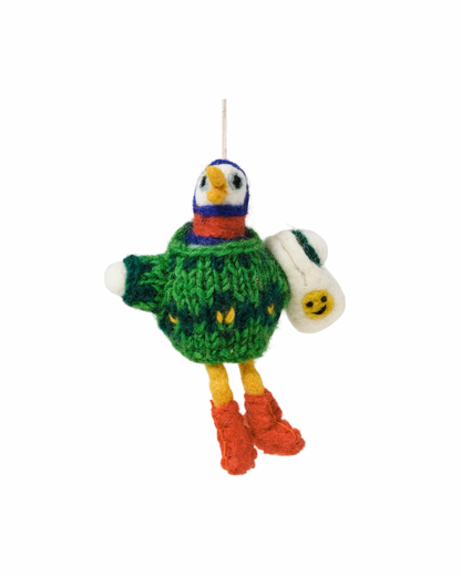 Big Bird with Shopping Bag Felt Decoration