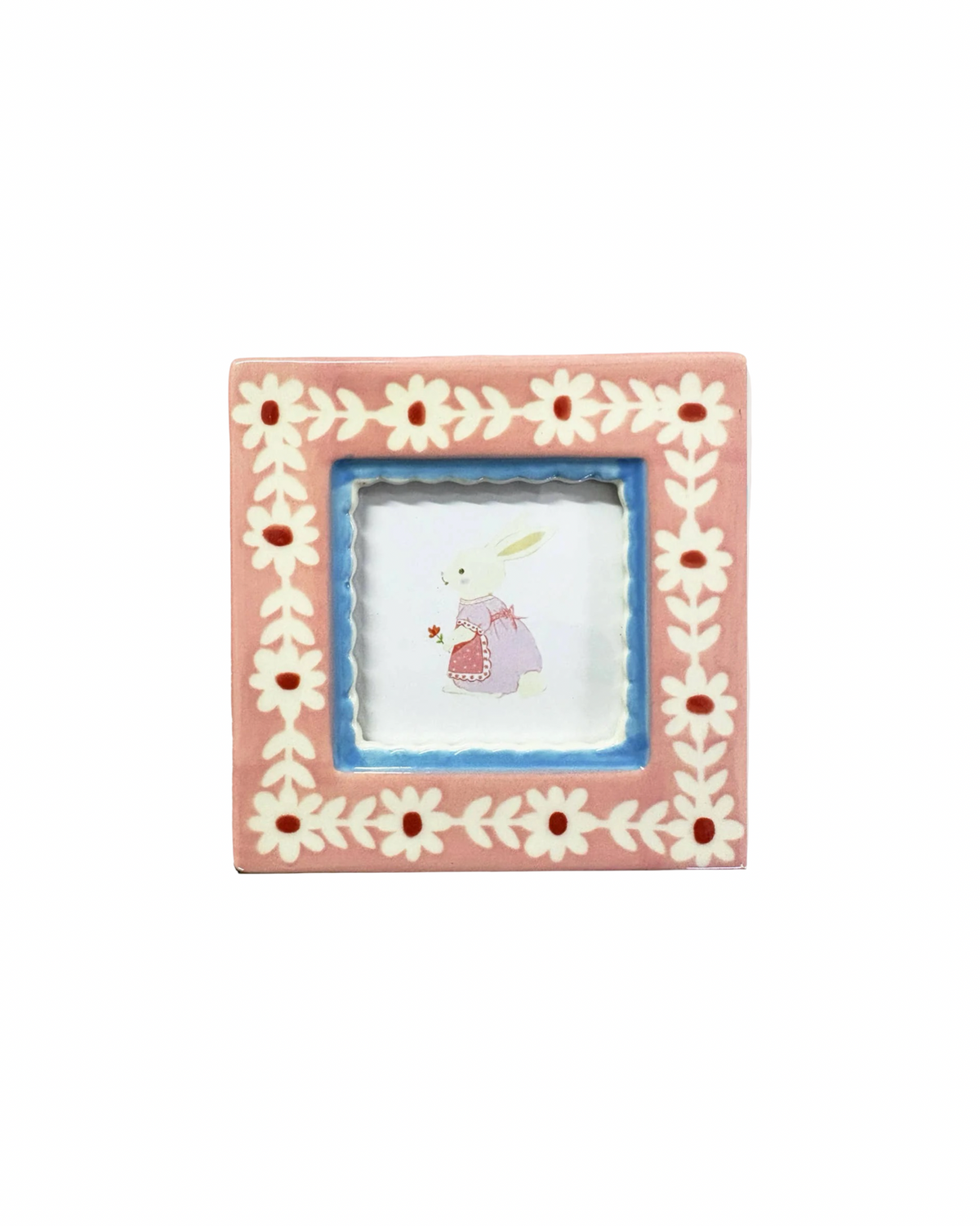 Pink Flowers Ceramic Photo Frame