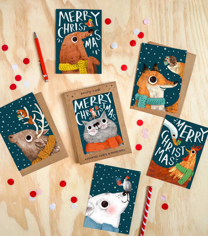 Christmas Animals - Box of 6 Assorted Cards