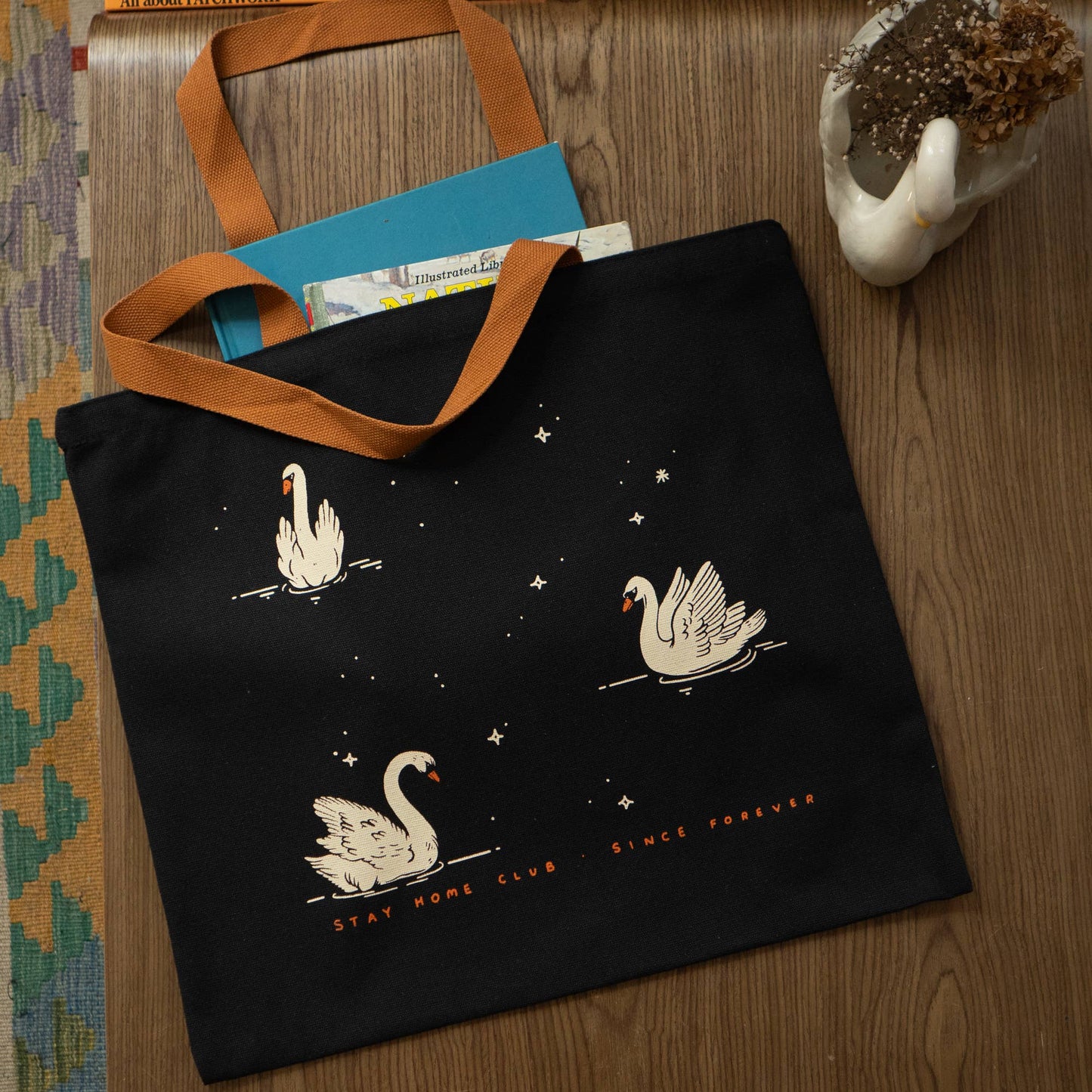 Night Swans Tote Bag