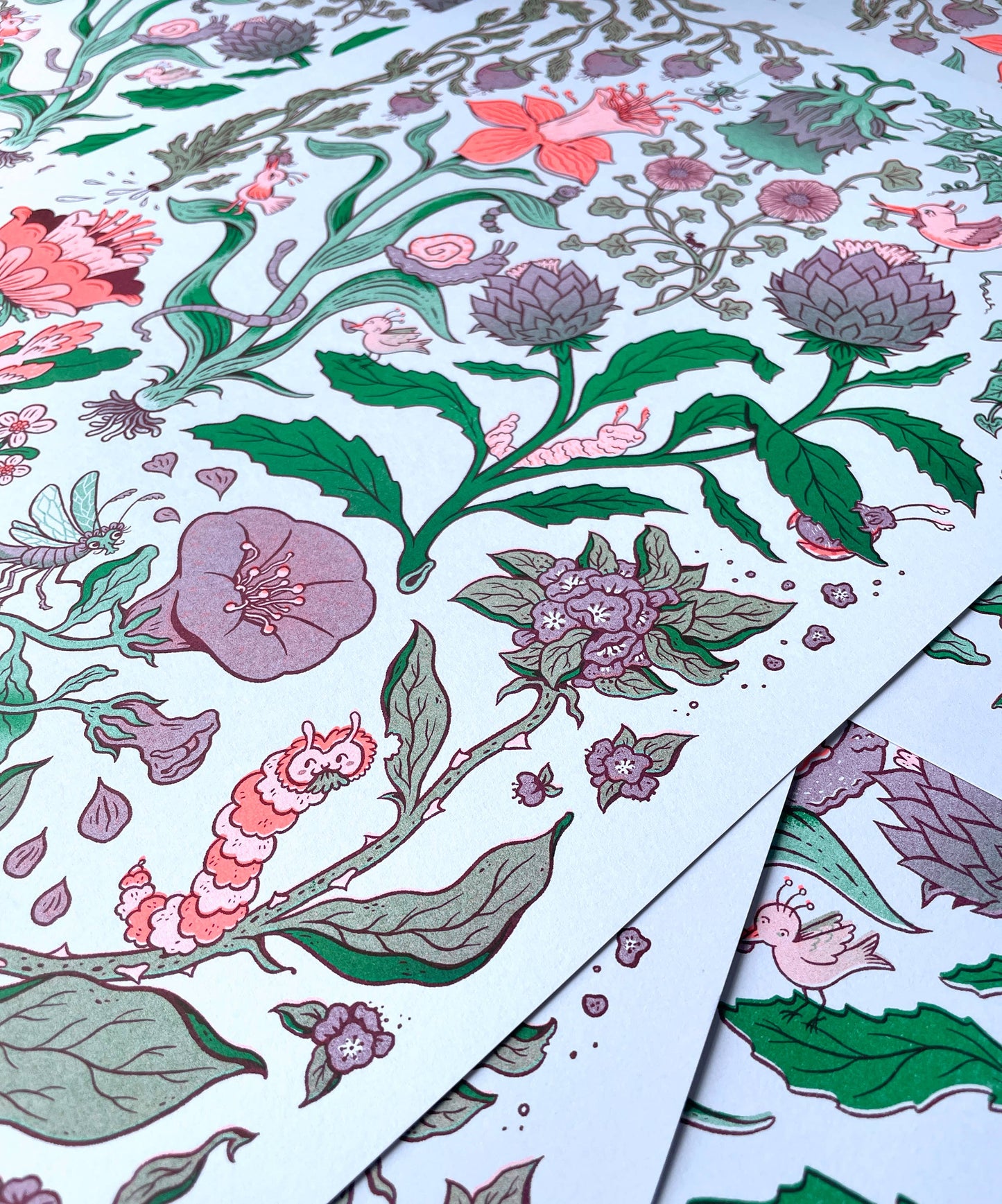 Bugs, Birds, Blooms A3 Riso Print
