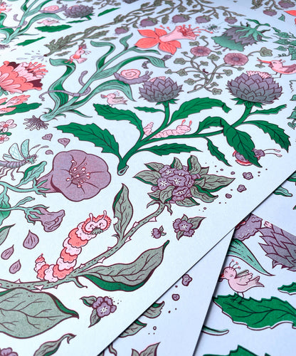Bugs, Birds, Blooms A3 Riso Print