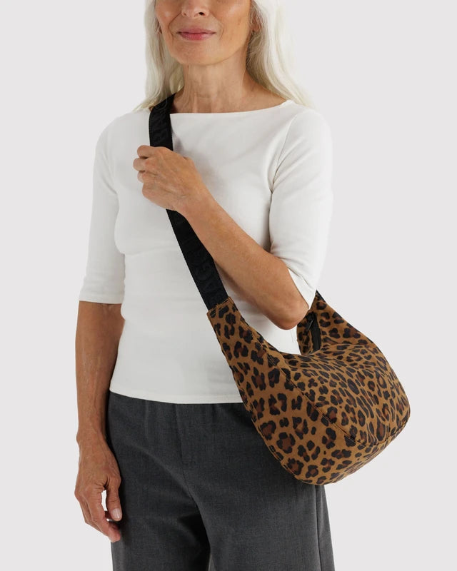 Leopard Medium Nylon Crescent Baggu
