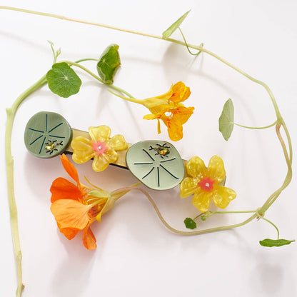 Jeweled Nasturtium French Barrette