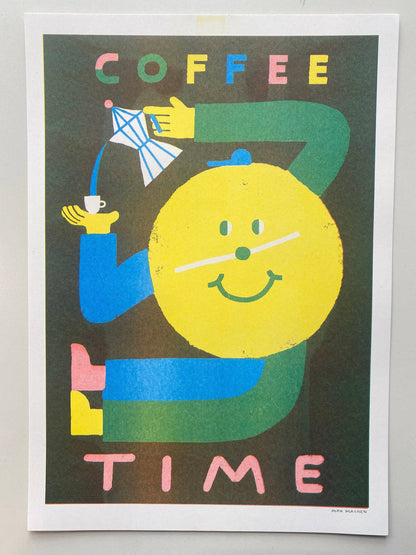 Coffee Time! Risograph A3 Riso Print