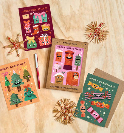 Funny Faces - Box of 8 Christmas Cards