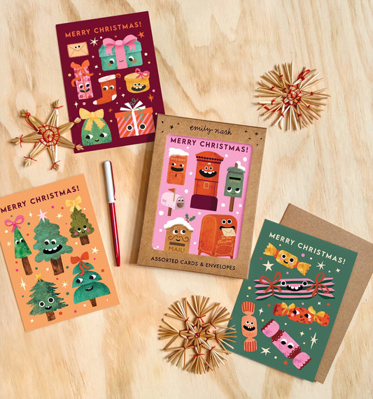 Funny Faces - Box of 8 Christmas Cards