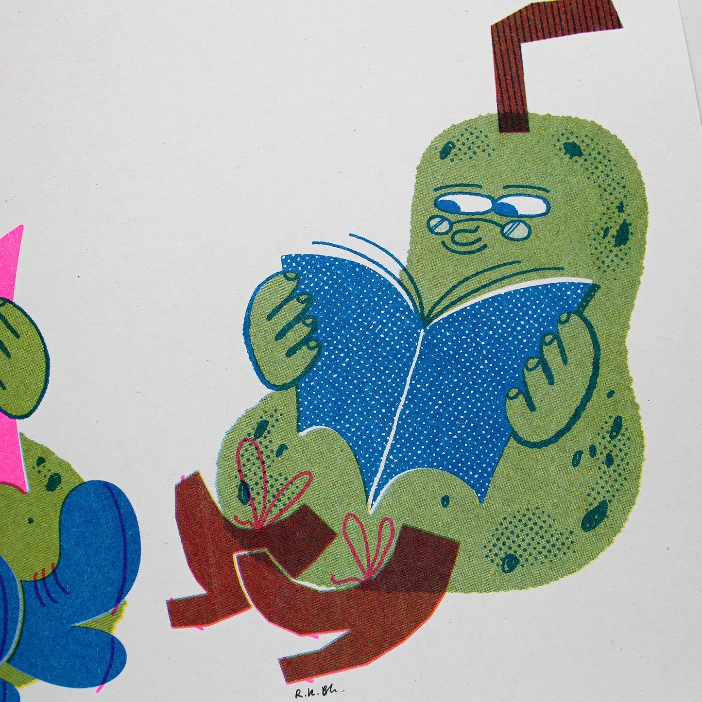 Reading Pears A4 Risograph Print