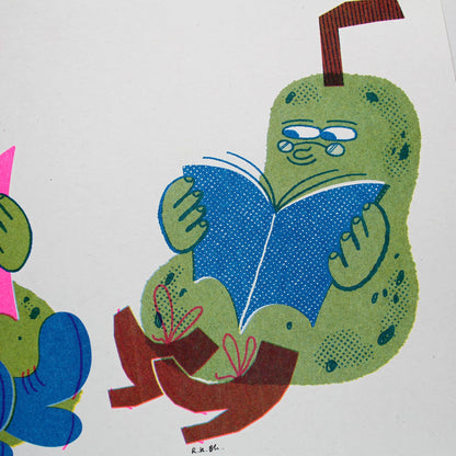 Reading Pears A4 Risograph Print