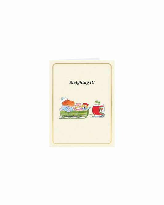 Sleighing It Richard Scarry Mini Christmas Card