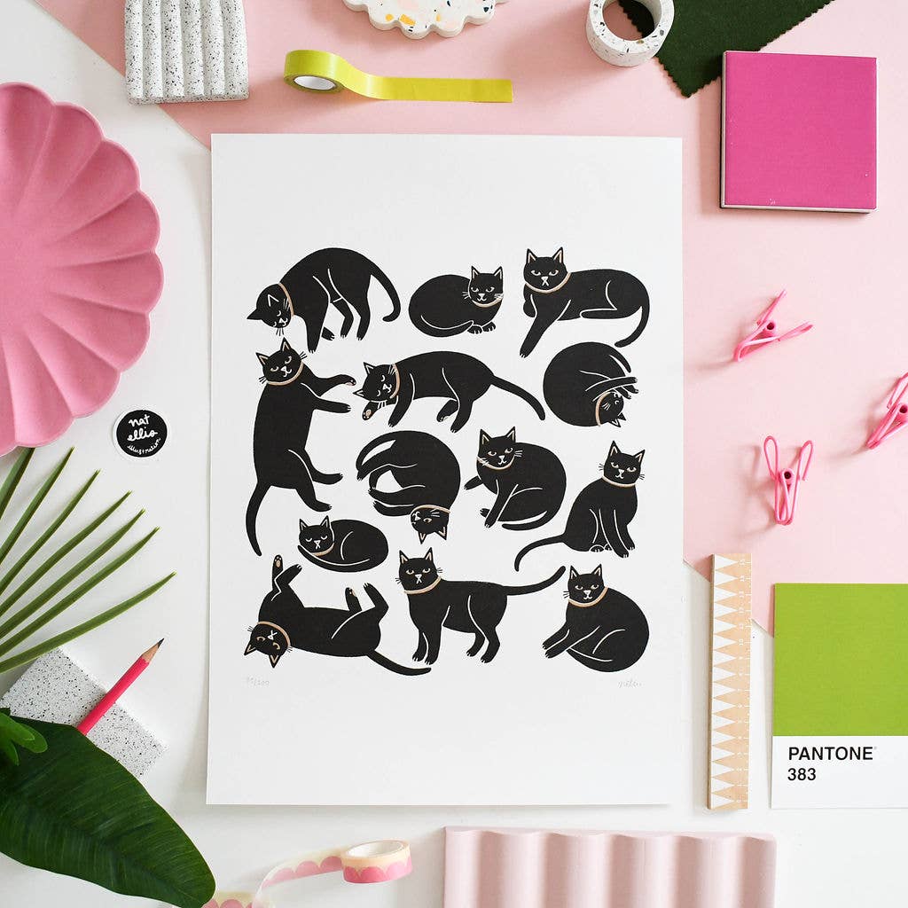 Cats, Cats, Cats A3 Riso Print