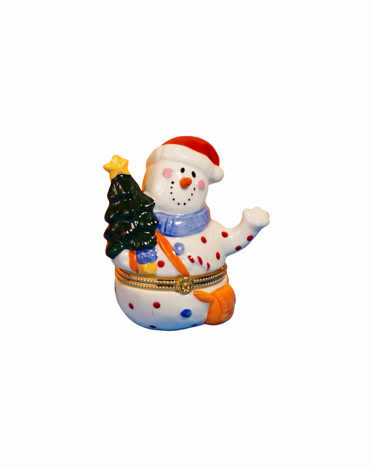 Snowman with Christmas Tree Trinket Box