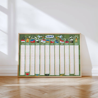 2027 Illustrated Folk Art Wall Planner