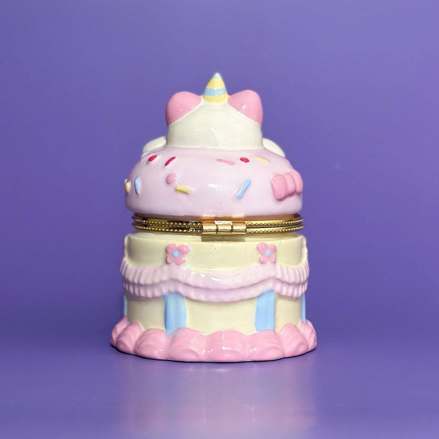Birthday Cake Bear Hand Painted Trinket Box
