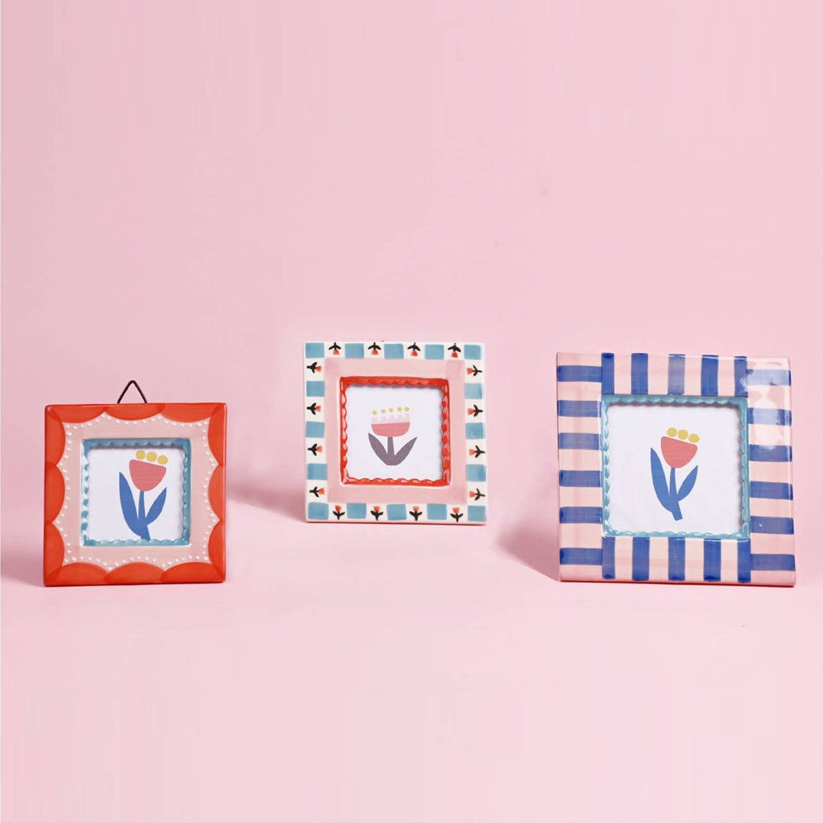 Blue Stripe Ceramic Photo Frame