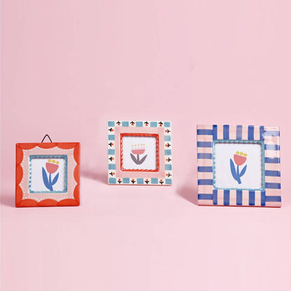 Blue Stripe Ceramic Photo Frame