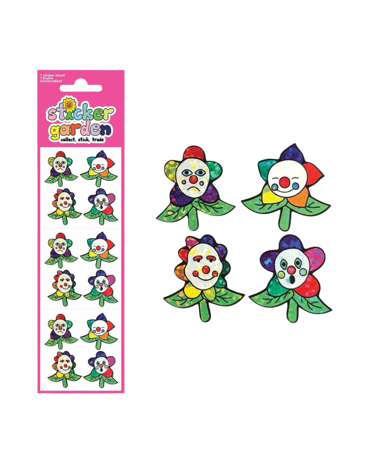 Sparkle Clown Flowers Sticker Sheet