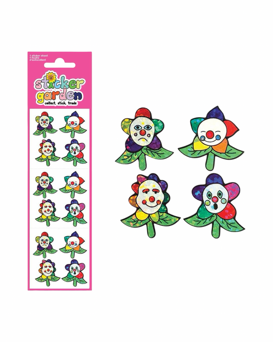 Sparkle Clown Flowers Sticker Sheet
