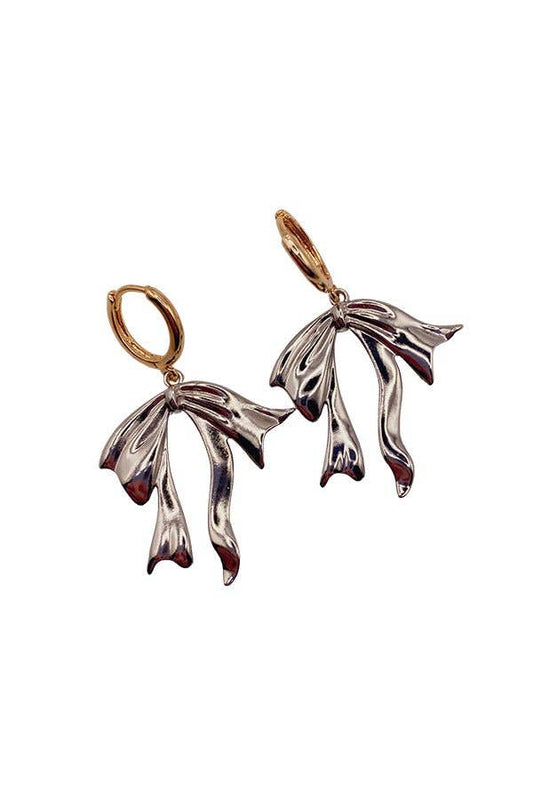 Ribbon Mini Charm Hoop Earrings