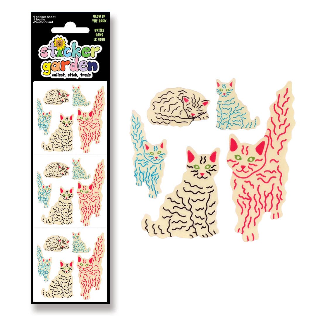 Glow in the Dark Fluffy Cat Stickers