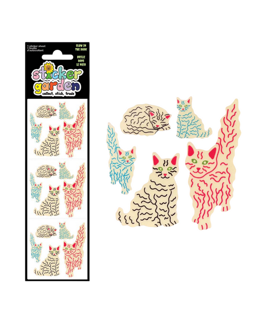 Glow in the Dark Fluffy Cat Sticker Sheet