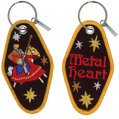 Metal Heart Embroidered Keychain