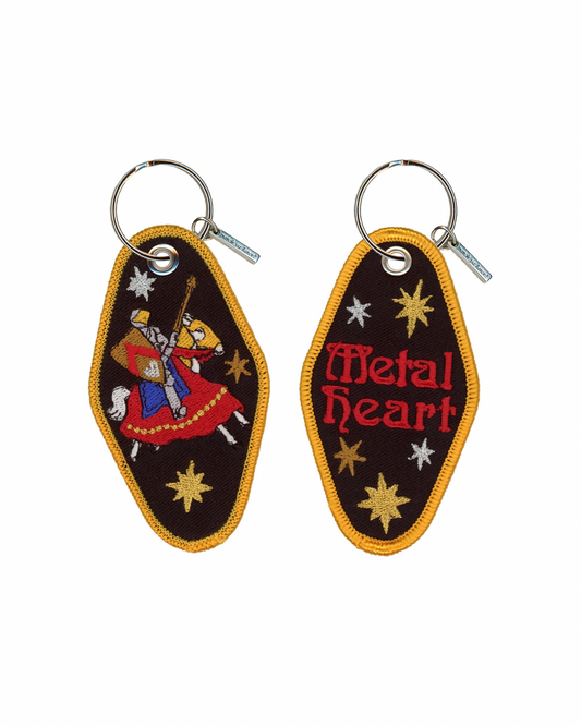 Metal Heart Embroidered Keychain